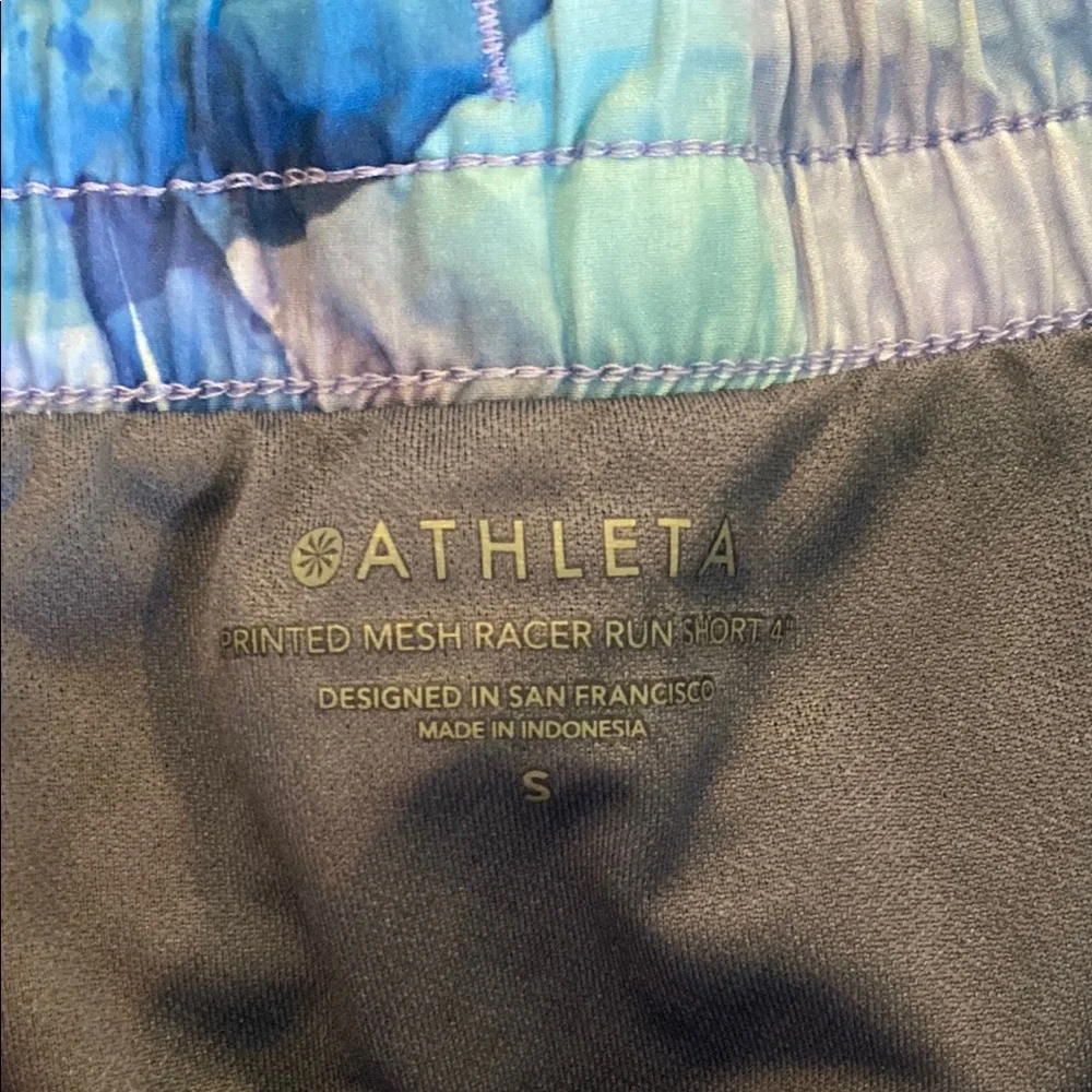 Women's Athleta Mesh Racer Run Multicolor Athletic Shorts - Picture 3 of 4